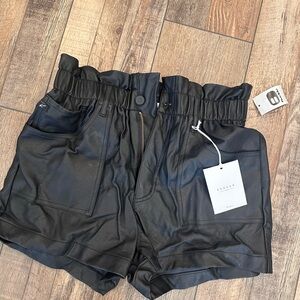 KanCan Black High Waist Faux Leather Shorts
